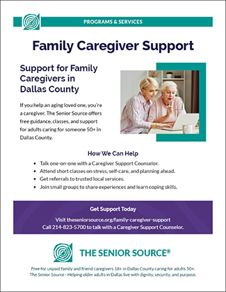 Case study layout highlighting Family Caregiver Support flyer design details