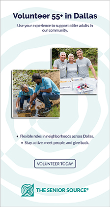 Case study layout showing Volunteer 55+ in Dallas promo design