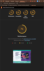 Chrome Lighthouse desktop audit showing scores for performance, accessibility, best practices, and SEO